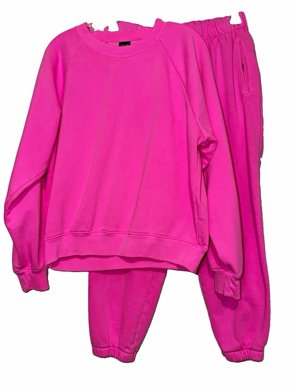 EUC GAP Women's Size M Hot Pink Set Crewneck Pullover & Cropped Joggers